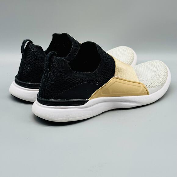 APL Shoes Womens 6 White Black Gold TechLoom Bliss Slip On Running Sneakers - Picture 7 of 10